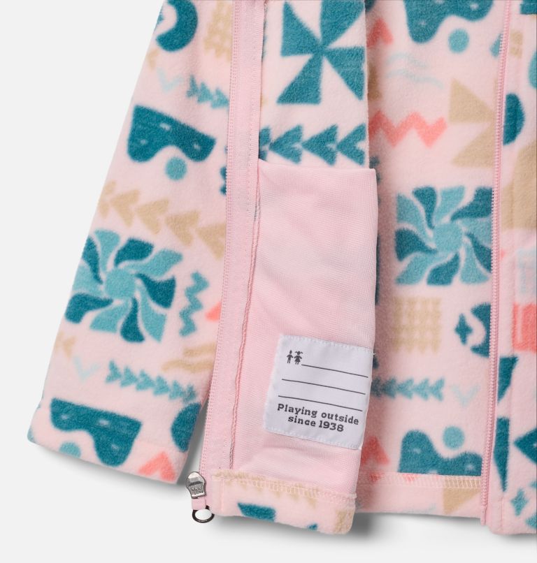 Girls' Toddler Castle Dale Printed Full Zip Fleece Jacket, Color: Satin Pink Outerbounds, image 3