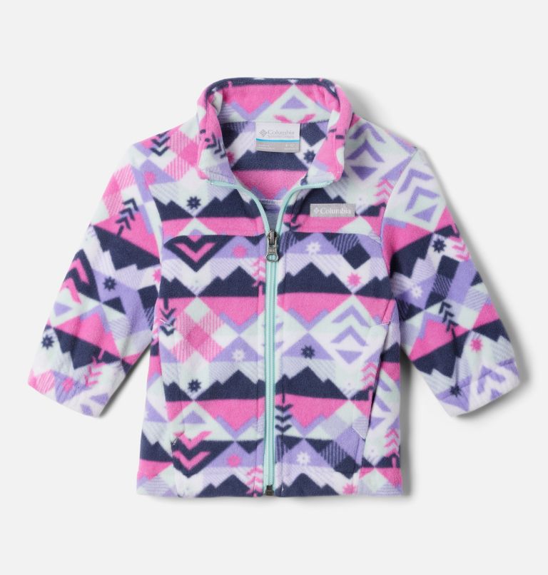 Thumbnail: Girls' Infant Castle Dale Printed Full Zip Fleece, Color: White Checkpoint, image 1