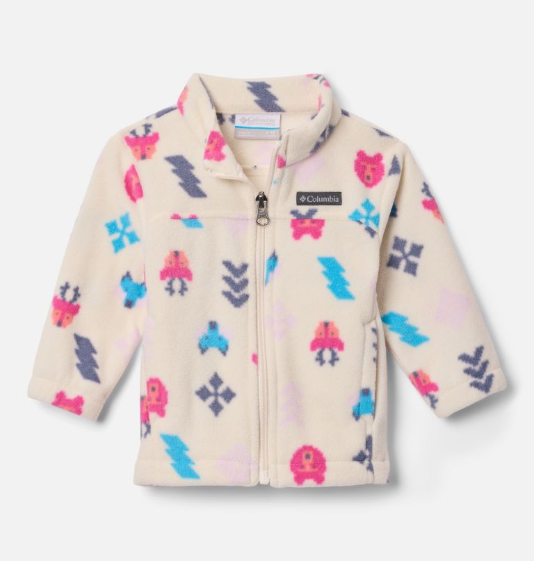 Girls' Infant Castle Dale Printed Full Zip Fleece, Color: Chalk Woodlands, image 1
