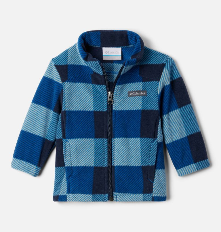 Manteau polaire imprimé à fermeture éclair Castle Dale pour bébé, Color: Bright Indigo Check Multi, image 1