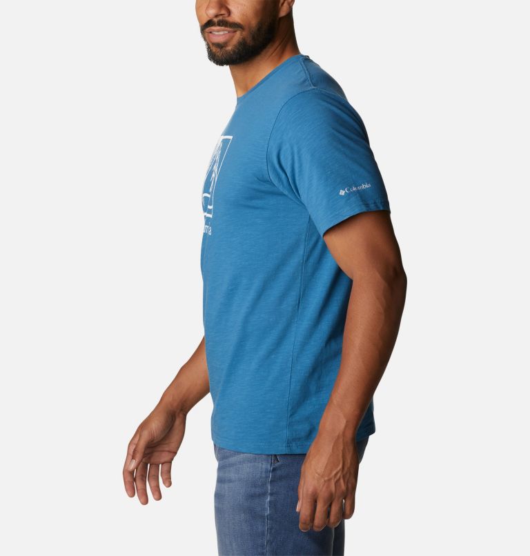 Thumbnail: Men’s Break It Down Casual Organic Cotton T-Shirt, Color: Mineral Blue, Plant It Graphic, image 3