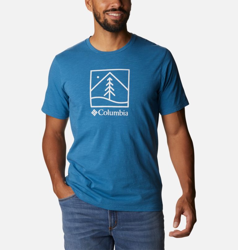 Men’s Break It Down Casual Organic Cotton T-Shirt, Color: Mineral Blue, Plant It Graphic, image 1