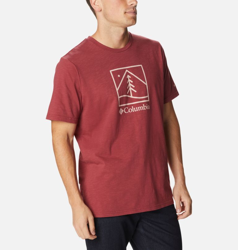 Men’s Break It Down Casual Organic Cotton T-Shirt, Color: Marsala Red, Plant It Graphic