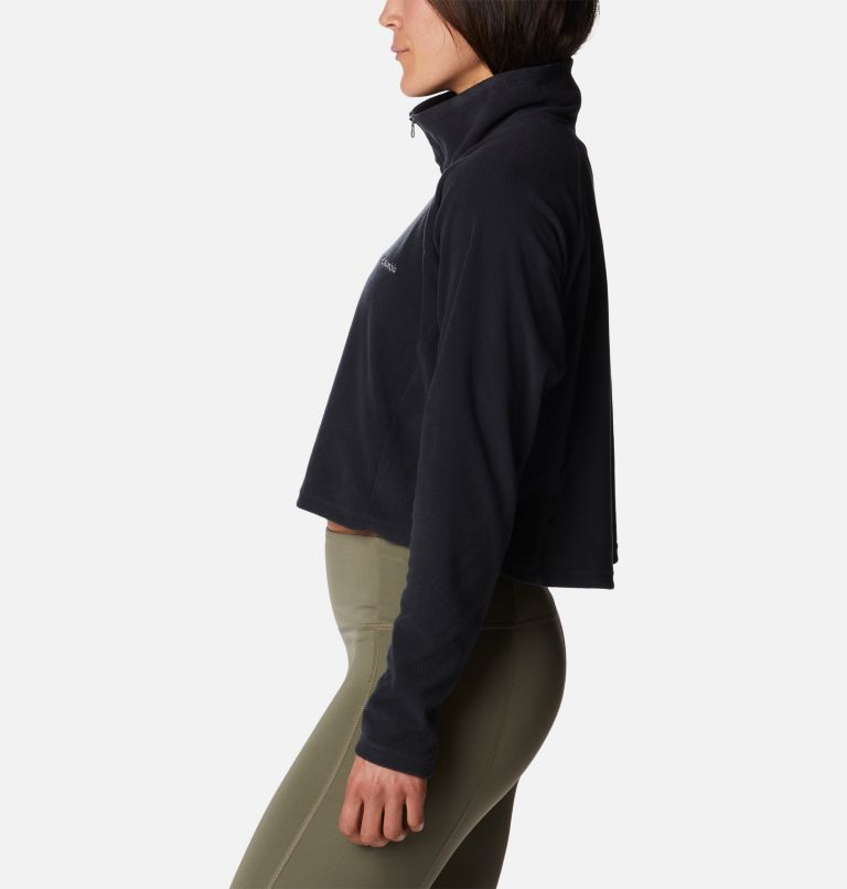 Women's Glacial Cropped Fleece Pullover II, Color: Black
