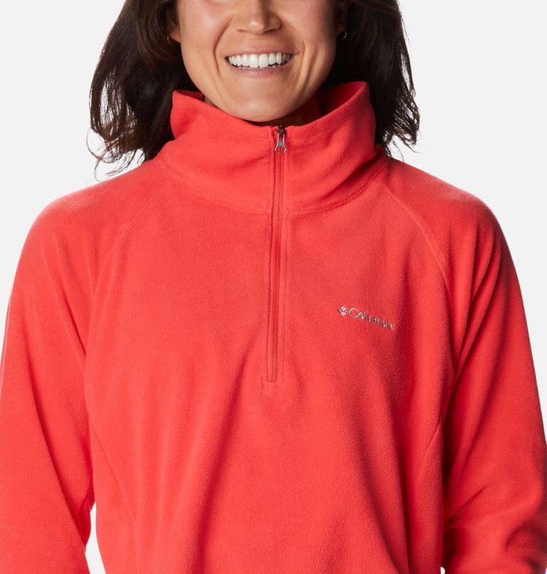 Women's Glacial Cropped Fleece Pullover II, Color: Red Hibiscus