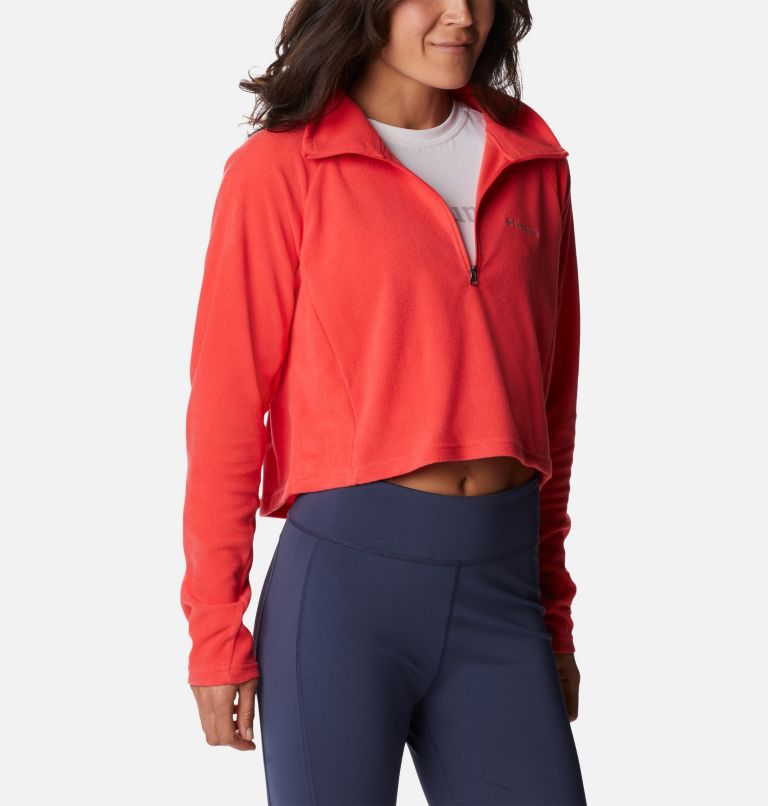 Thumbnail: Women’s Glacial II Casual Cropped Fleece, Color: Red Hibiscus, image 5