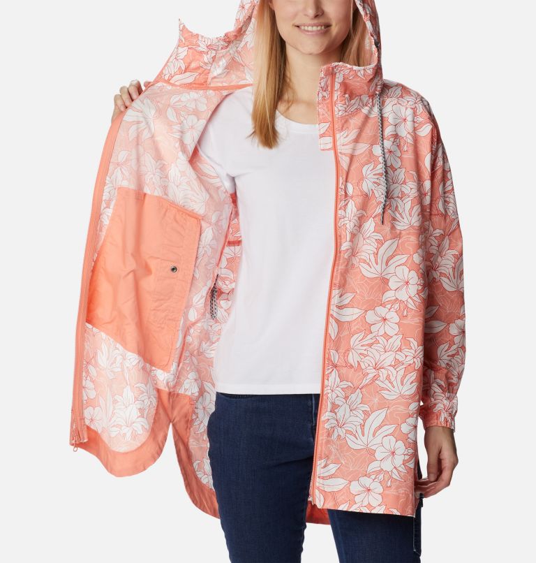 Thumbnail: Women's Little Fields Printed Long Jacket, Color: Coral Reef Lakeshore Floral Print, image 5