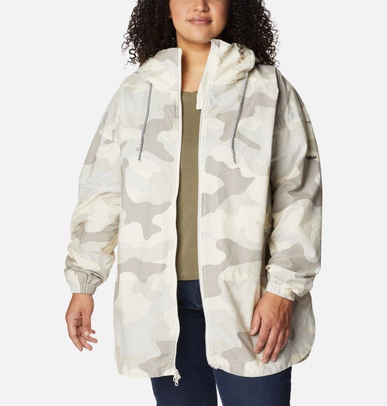 Thumbnail: Women's Little Fields Printed Long Jacket - Plus Size, Color: Chalk Mod Camo Print, image 6