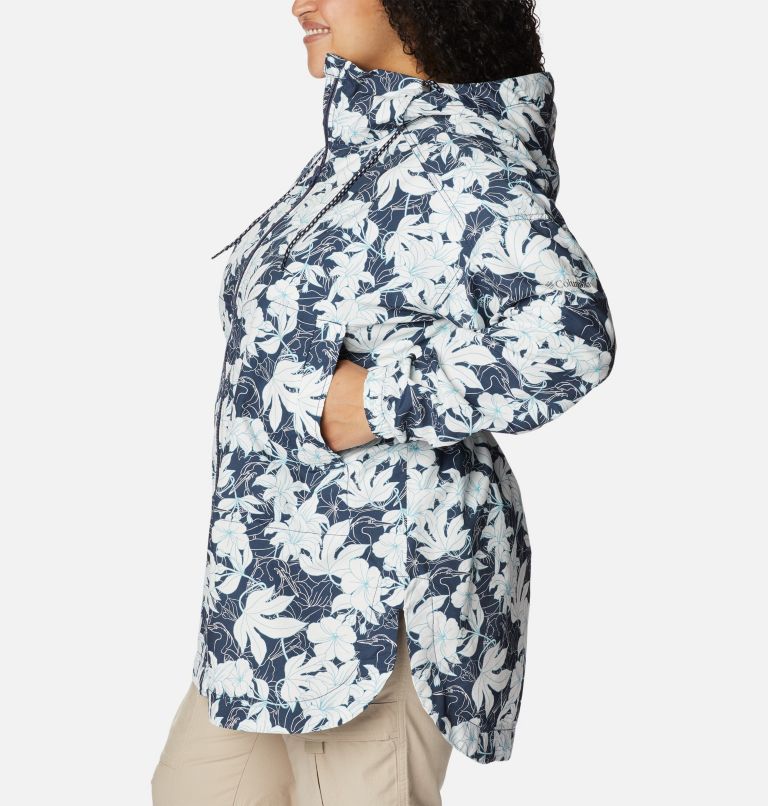 Women's Little Fields Printed Long Jacket - Plus Size, Color: Nocturnal Lakeshore Floral Print, image 3