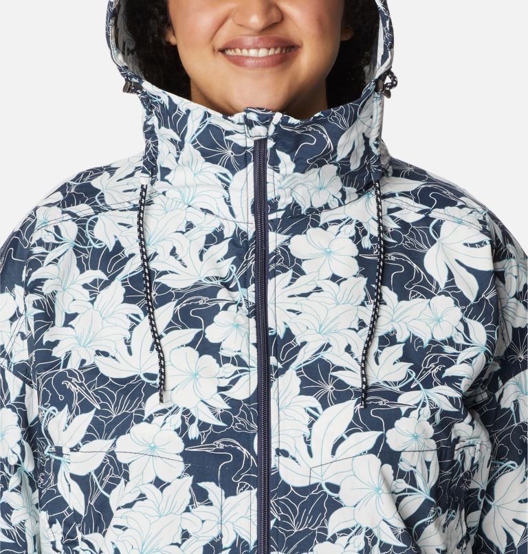 Thumbnail: Women's Little Fields Printed Long Jacket - Plus Size, Color: Nocturnal Lakeshore Floral Print, image 4