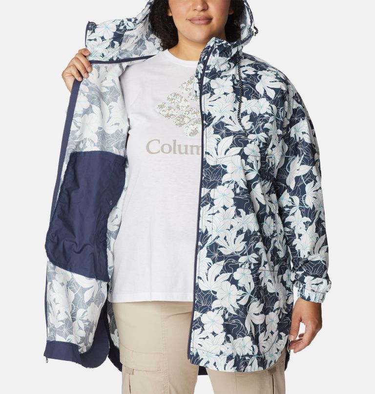Thumbnail: Women's Little Fields Printed Long Jacket - Plus Size, Color: Nocturnal Lakeshore Floral Print, image 5