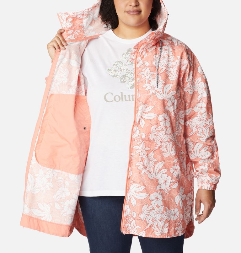 Women's Little Fields Printed Long Jacket - Plus Size, Color: Coral Reef Lakeshore Floral Print, image 5