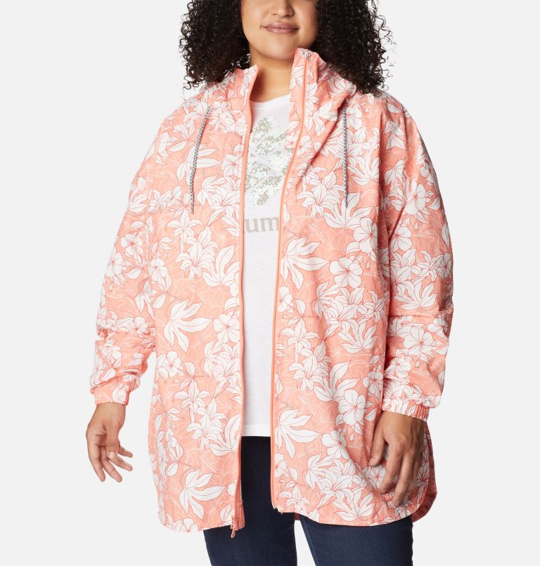 Women's Little Fields Printed Long Jacket - Plus Size, Color: Coral Reef Lakeshore Floral Print, image 6