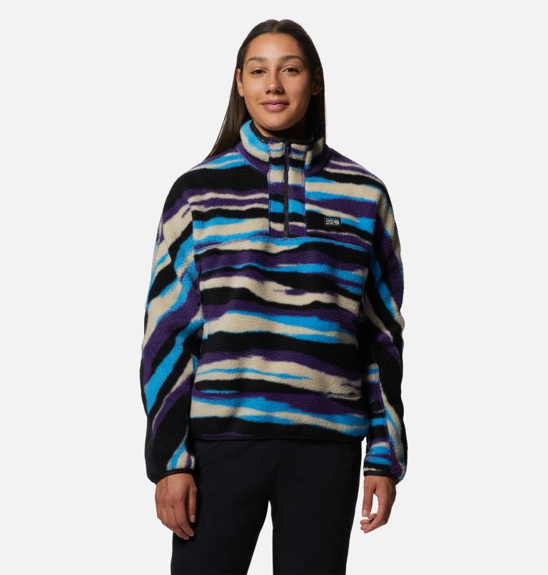 Printed Funnel Neck Fleece Jacket