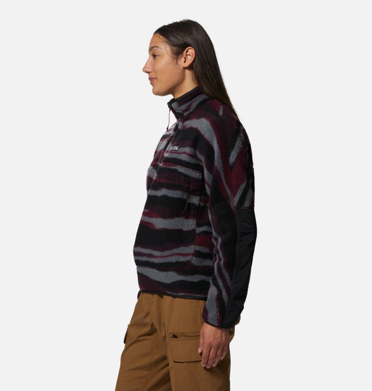 Thumbnail: Women's HiCamp Fleece Pullover, Color: Cocoa Red Landscape Print, image 3