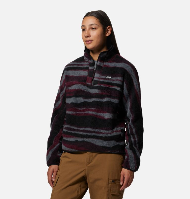 Thumbnail: Women's HiCamp Fleece Pullover, Color: Cocoa Red Landscape Print, image 5
