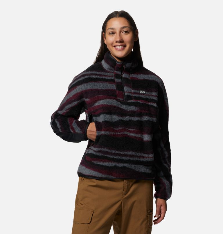 Thumbnail: Women's HiCamp Fleece Pullover, Color: Cocoa Red Landscape Print, image 1