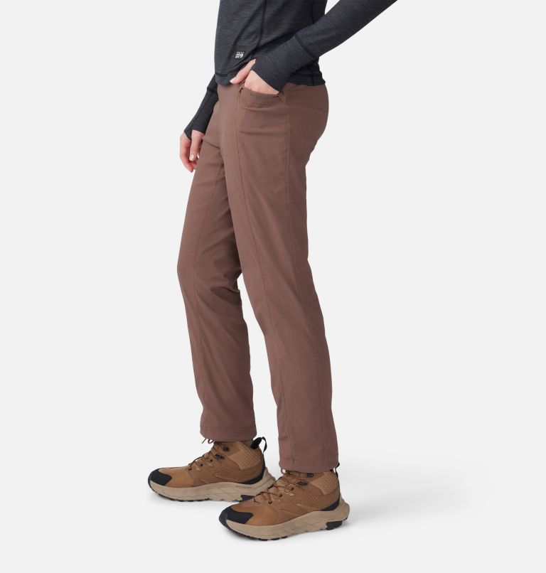 Super-warm plain straight long pants with brushed lining