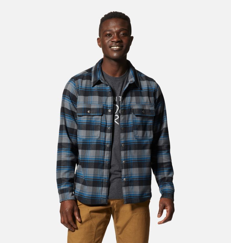 Thumbnail: Men's Outpost Long Sleeve Lined Shirt, Color: Foil Grey Hot Spring Plaid, image 6