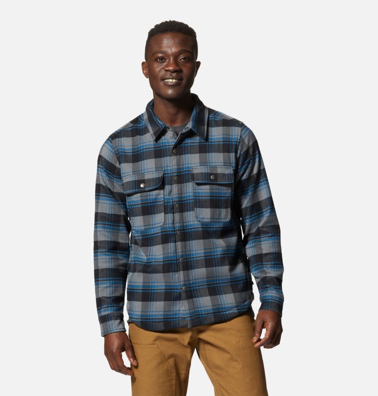 Thumbnail: Men's Outpost Long Sleeve Lined Shirt, Color: Foil Grey Hot Spring Plaid, image 1