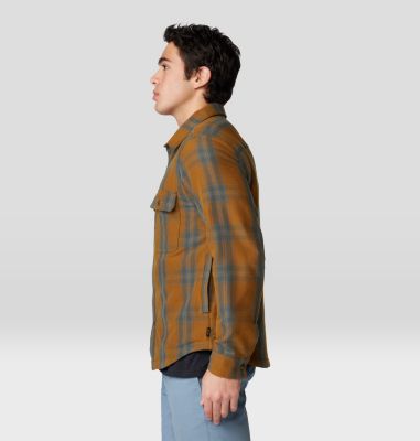 Men's Outpost Long Sleeve Lined Shirt, Color: Golden Brown Highball Plaid, image 3