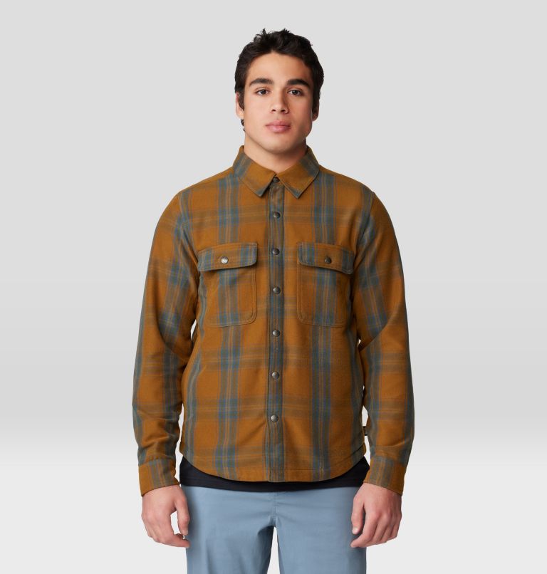 Men's Outpost Long Sleeve Lined Shirt, Color: Golden Brown Highball Plaid, image 6