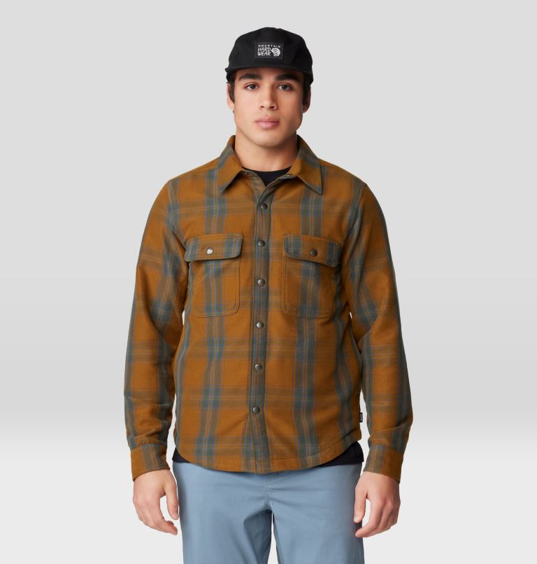 Men's Outpost Long Sleeve Lined Shirt, Color: Golden Brown Highball Plaid, image 7