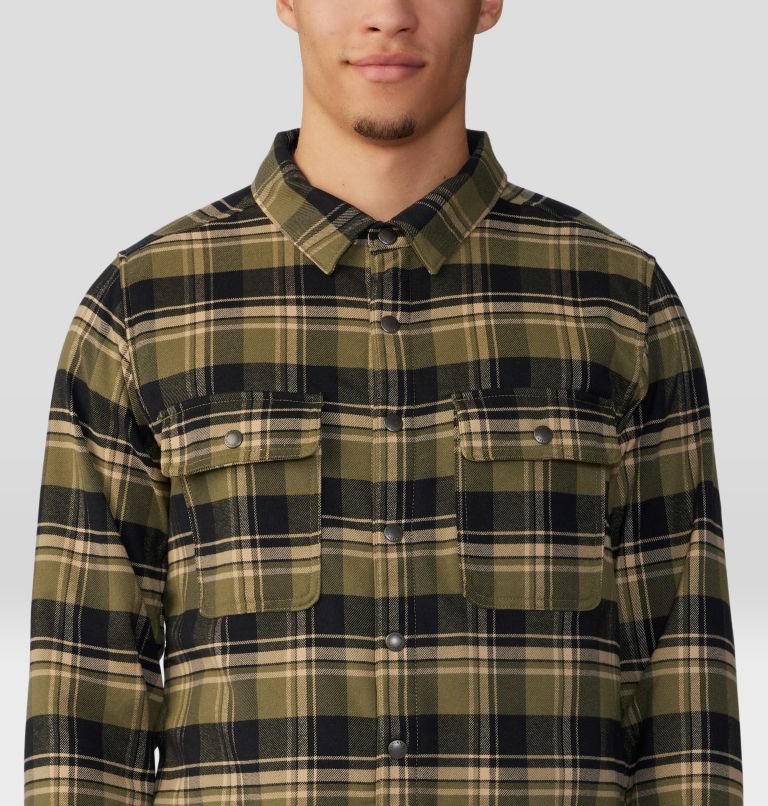 Men's Outpost Long Sleeve Lined Shirt, Color: Combat Green Hot Spring Plaid, image 4