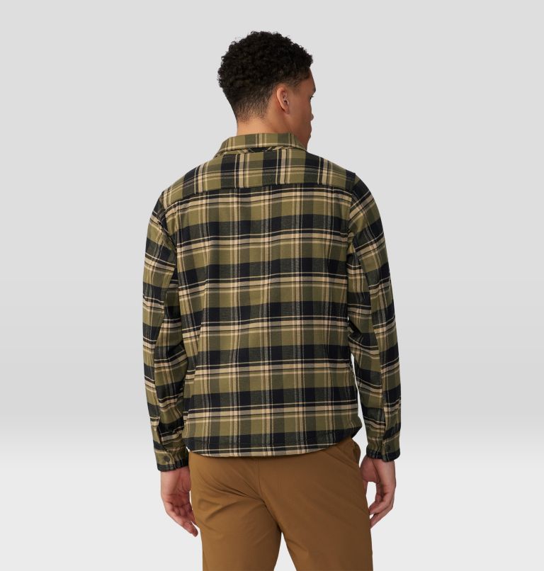 Men's Outpost Long Sleeve Lined Shirt, Color: Combat Green Hot Spring Plaid, image 2