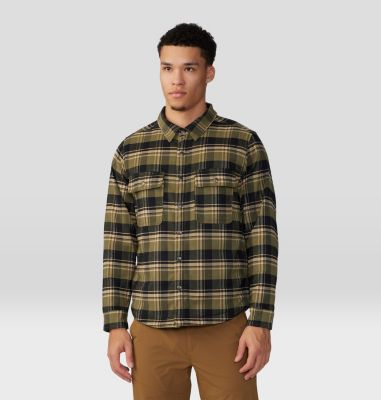 Men's Outpost Long Sleeve Lined Shirt, Color: Combat Green Hot Spring Plaid, image 13