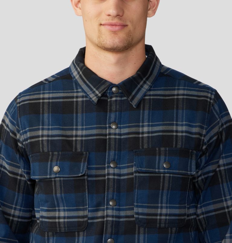 Men's Outpost Long Sleeve Lined Shirt, Color: Hardwear Navy Hot Sprint Plaid, image 4