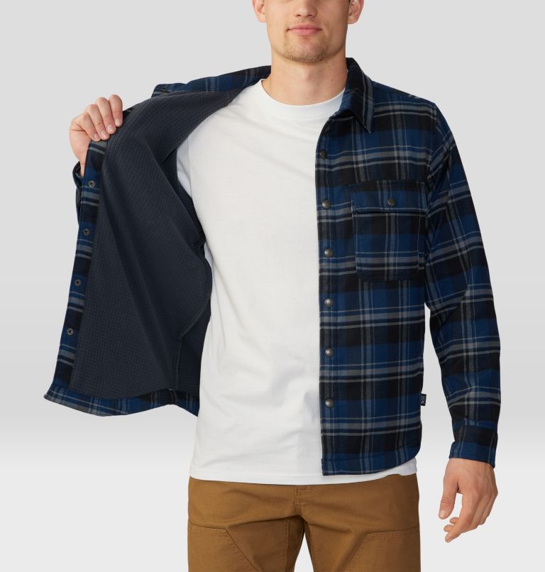 Men's Outpost Long Sleeve Lined Shirt, Color: Hardwear Navy Hot Sprint Plaid, image 5