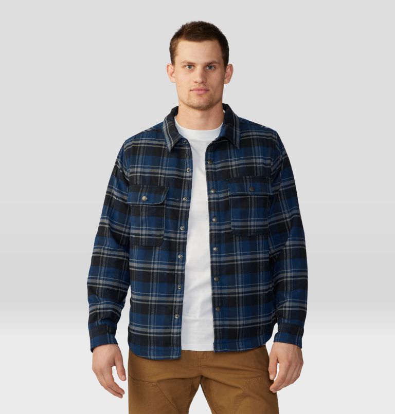 Men's Outpost Long Sleeve Lined Shirt, Color: Hardwear Navy Hot Sprint Plaid, image 6