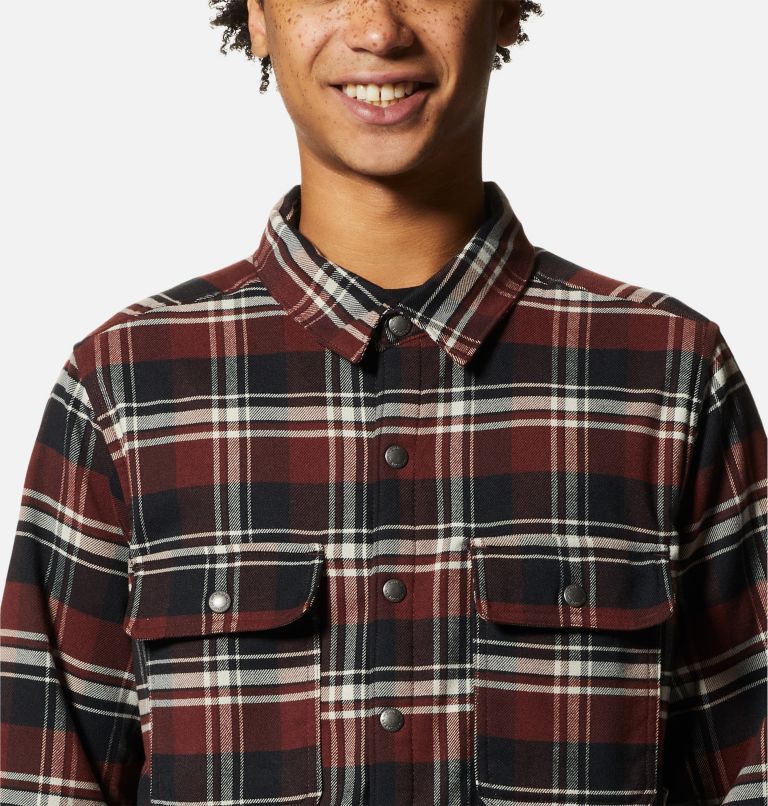 Men's Outpost Long Sleeve Lined Shirt, Color: Washed Raisin Hot Spring Plaid, image 4