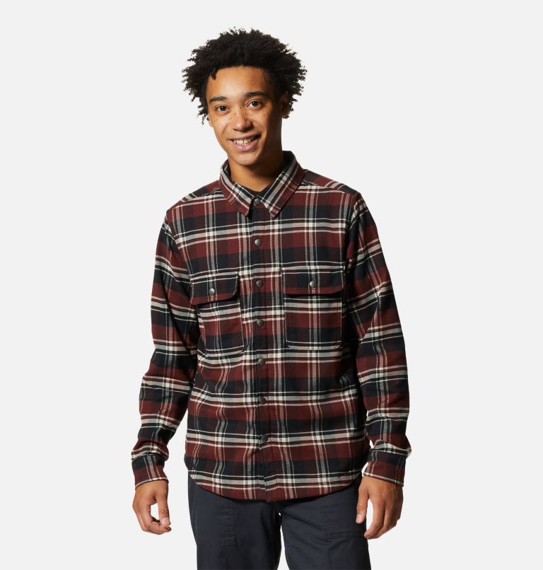 Men's Outpost Long Sleeve Lined Shirt, Color: Washed Raisin Hot Spring Plaid, image 1