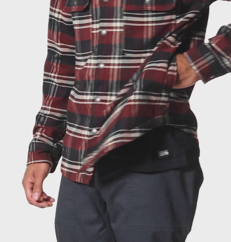 Men's Outpost Long Sleeve Lined Shirt, Color: Washed Raisin Hot Spring Plaid