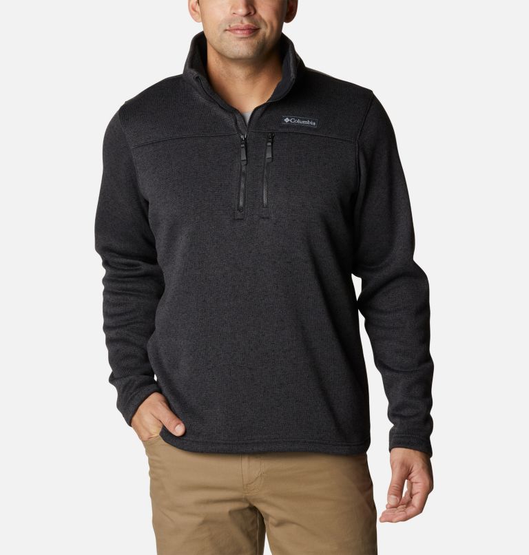 Men's Hatchet Hill Half Zip Sweater Fleece Pullover, Color: Black Heather, image 1