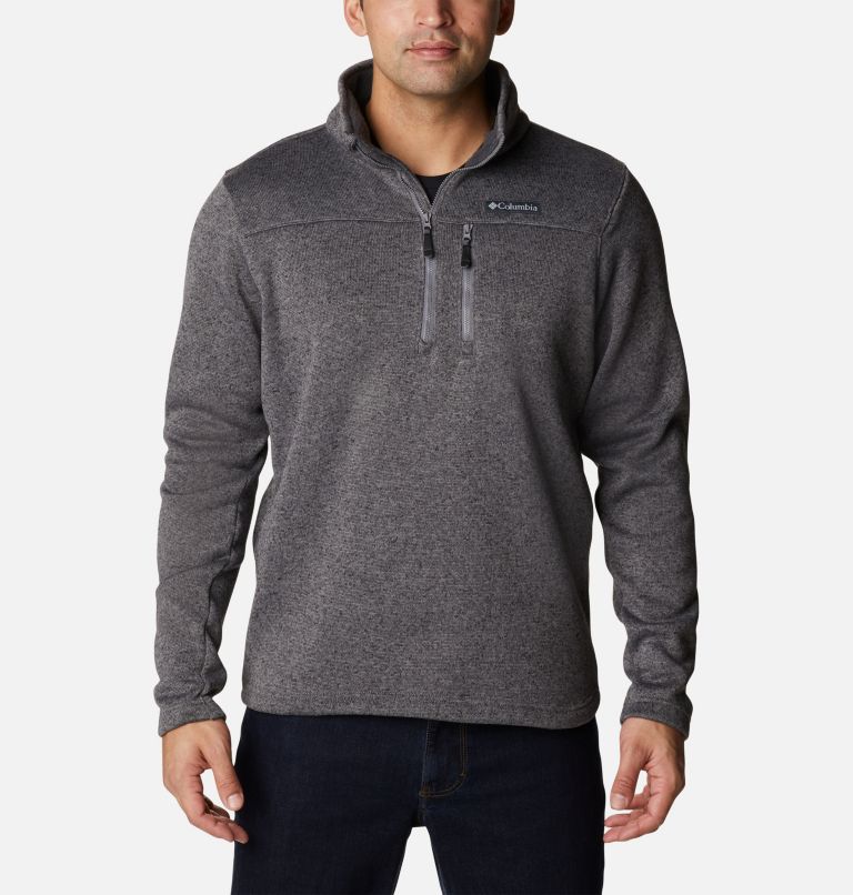 Thumbnail: Men's Hatchet Hill Half Zip Sweater Fleece Pullover, Color: City Grey Heather, image 1
