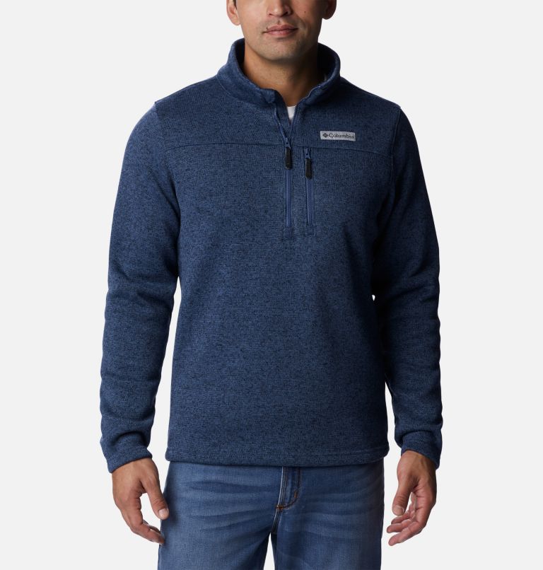 Thumbnail: Men's Hatchet Hill Half Zip Sweater Fleece Pullover, Color: Dark Mountain Heather, image 1