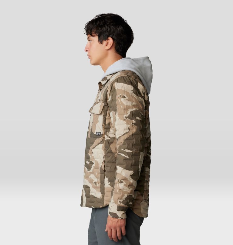 Men's Stretchdown Light Shacket, Color: Badlands Snowdrifts Print, image 3