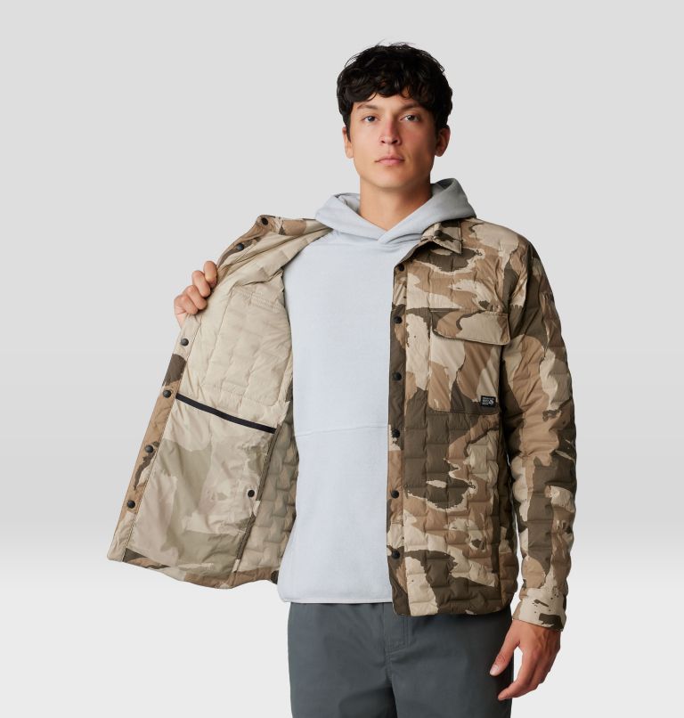 Men's Stretchdown Light Shacket, Color: Badlands Snowdrifts Print, image 5