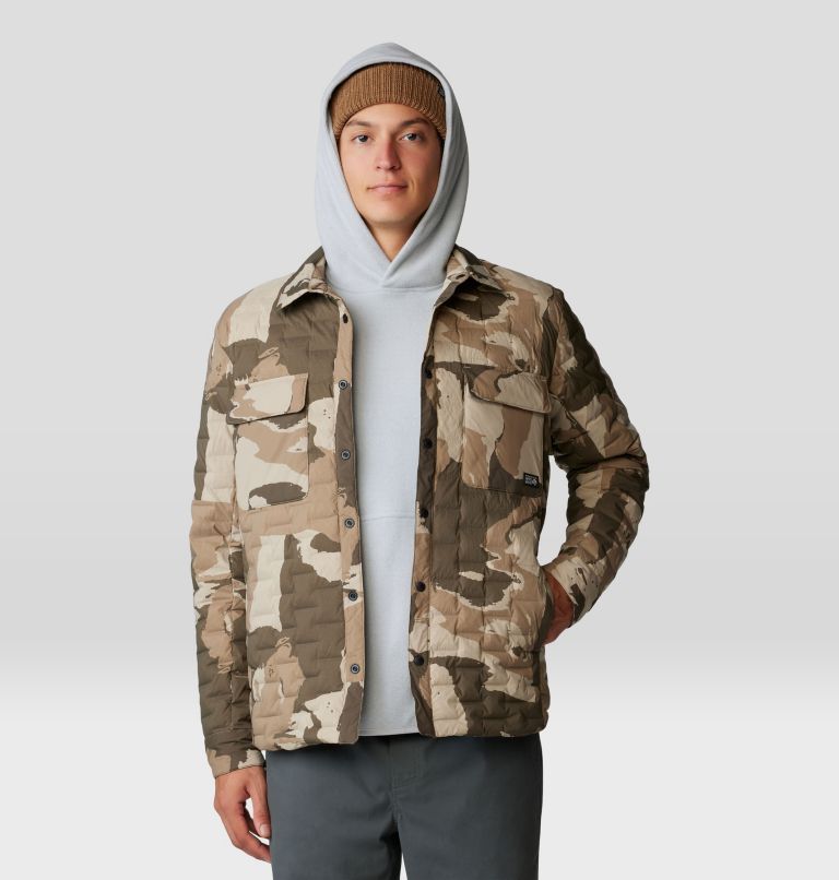 Men's Stretchdown Light Shacket, Color: Badlands Snowdrifts Print, image 7