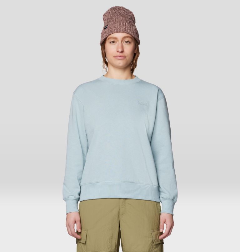 Women's MHW Logo Pullover Crew, Color: Ice Shadow, image 1