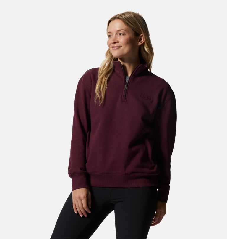 Thumbnail: Women's MHW Logo 1/4 Zip, Color: Cocoa Red, image 5