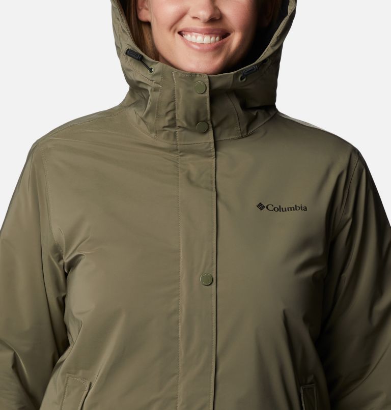 Women's Clermont Lined Rain Jacket, Color: Stone Green, image 4