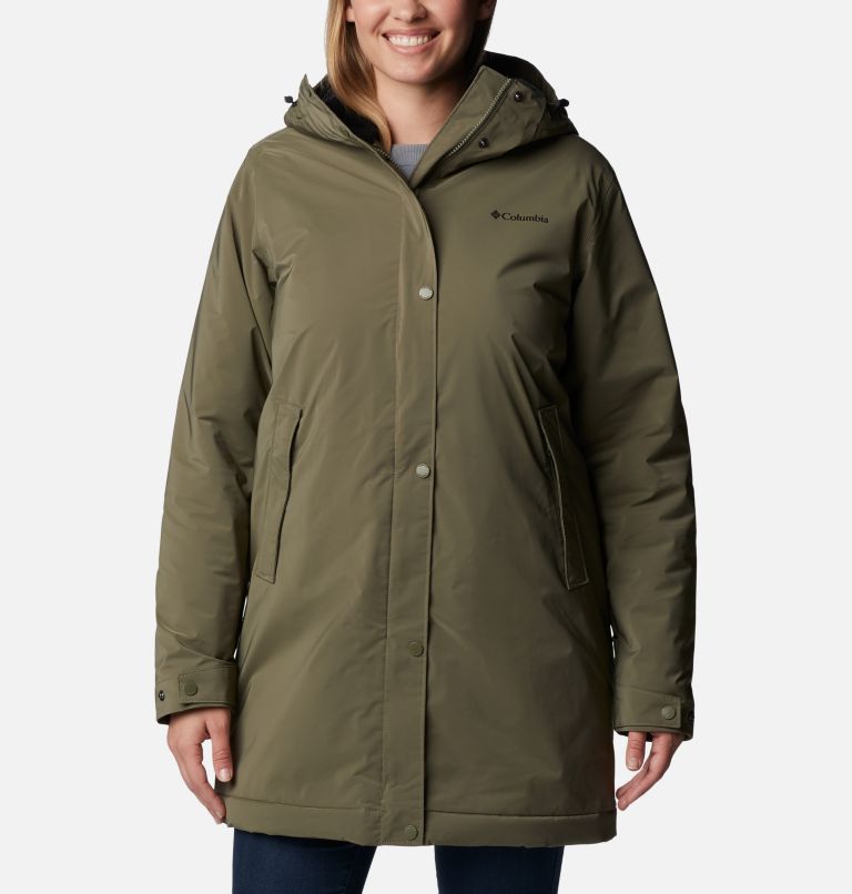 Women's Clermont Lined Rain Jacket, Color: Stone Green, image 1
