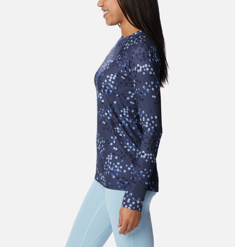 Women's Midweight Baselayer Crew, Color: Nocturnal Polka Dot Print, image 3