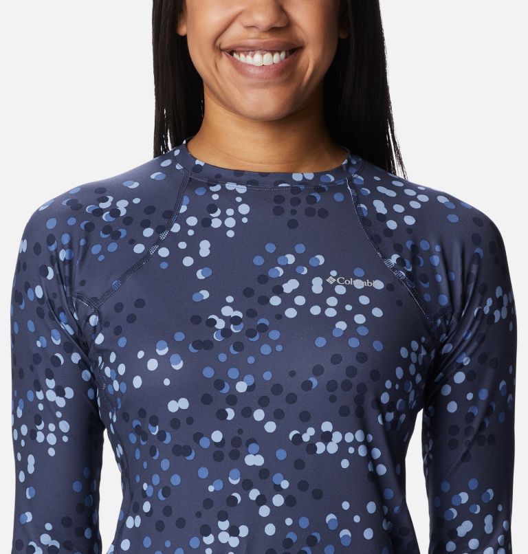 Women's Midweight Baselayer Crew, Color: Nocturnal Polka Dot Print, image 4