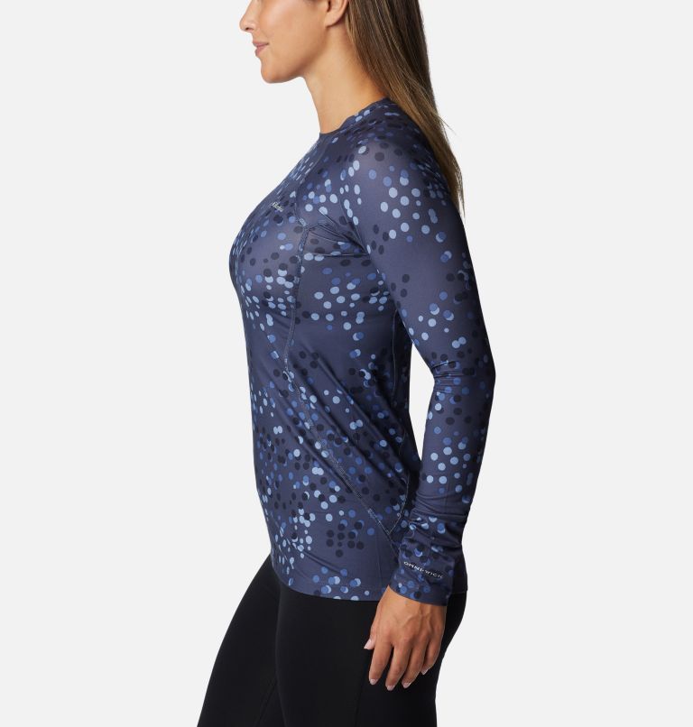 Women's Midweight Baselayer Crew, Color: Nocturnal Polka Dot Print, image 3