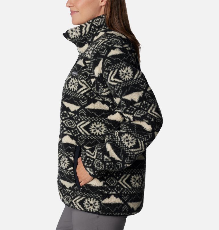 Women's Winter Warmth Heavyweight Fleece Jacket, Color: Black Checkered Peaks Tonal, image 3